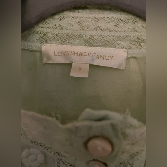 Ronda Embroidered Sleeve Blouse— Love Shack Fancy (Moss Green) - Picture 7 of 12